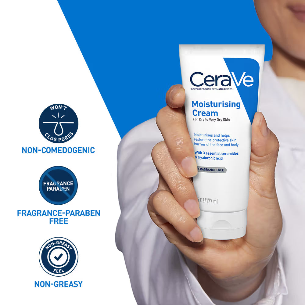CeraVe Moisturizer Cream For Dry Skin With Ceramides, Niacinamide & Hyaluronic Acid For Barrier Repair – 177ml CeraVe