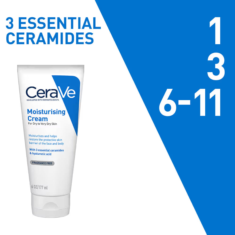 CeraVe Moisturizer Cream For Dry Skin With Ceramides, Niacinamide & Hyaluronic Acid For Barrier Repair – 177ml CeraVe
