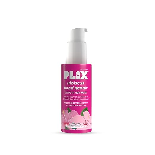 PLIX – The Plant Fix Hibiscus Bond Repair Leave-In Hair Mask | With SH Oligopeptide-78 & FiberHance™ | Repairs Damage, Reduces Frizz & Strengthens Hair | Vegan & Sulfate-Free | 50g PLIX