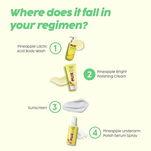 PLIX β The Plant Fix Pineapple 5% Niacinamide Bright Polishing Cream | For Neck, Knees & Elbows | Reduces Hyperpigmentation, Exfoliates & Hydrates Skin | All Skin Types | 50g PLIX