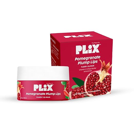 PLIX โ The Plant Fix Pomegranate Plump Lips Puddin' Mask | Lightens Dark Lips & Hydrates | With Chiuri Butter & Vitamin C | For Soft, Smooth & Plump Lips | 15g | Red PLIX