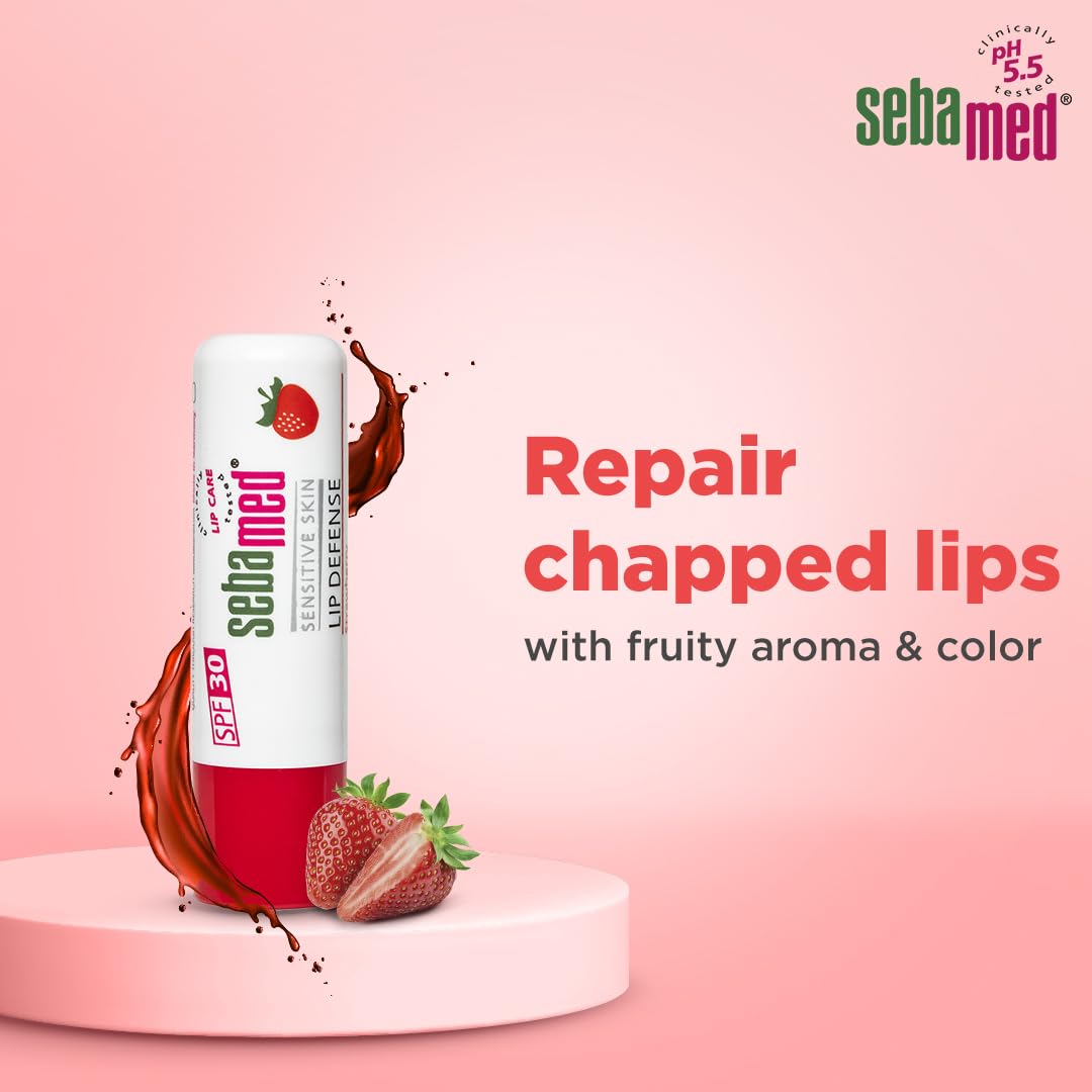 Sebamed Lip Defense Strawberry 4.8g | SPF 30 Lip Balm for Dry Lips