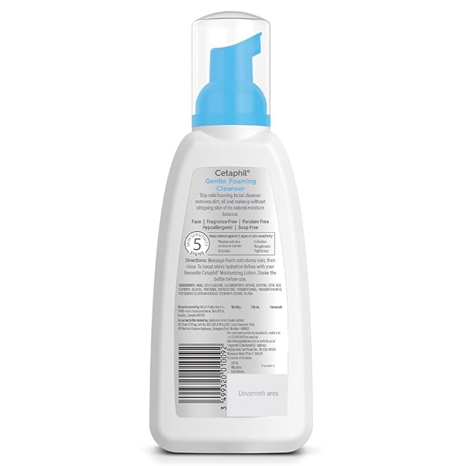 Cetaphil bottle with pump on a white background