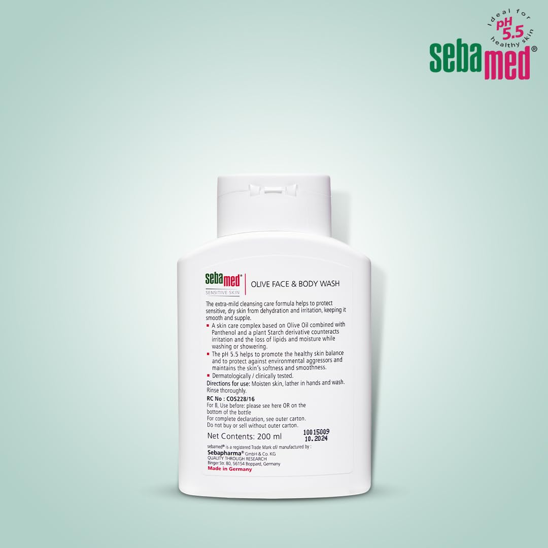 Sebamed Olive Face & Body Wash 200 ml | pH 5.5 for Dry Skin Sebamed