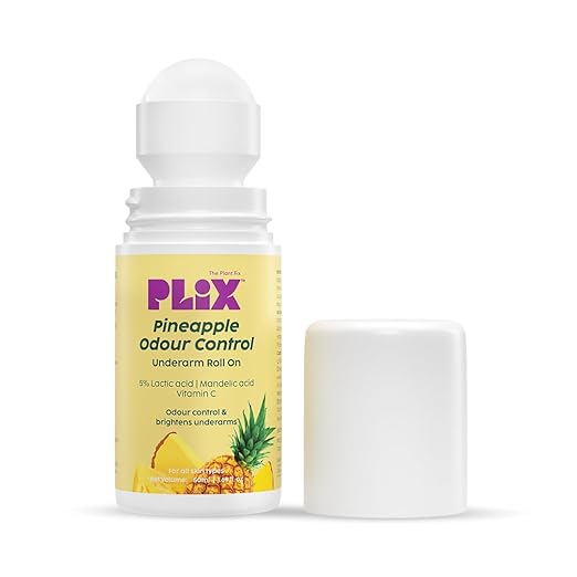 PLIX – The Plant Fix Pineapple Underarm Roll-On | 5% Lactic Acid + 1% Mandelic Acid | Odour Control, Brightening & Exfoliating | Alcohol-Free | 50ml PLIX