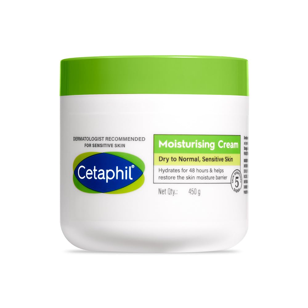 Cetaphil Moisturising Cream for Face & Body – 450g | For Dry to Normal Skin | Paraben & Sulphate Free | Enriched with Niacinamide & Vitamin B5 Clensta