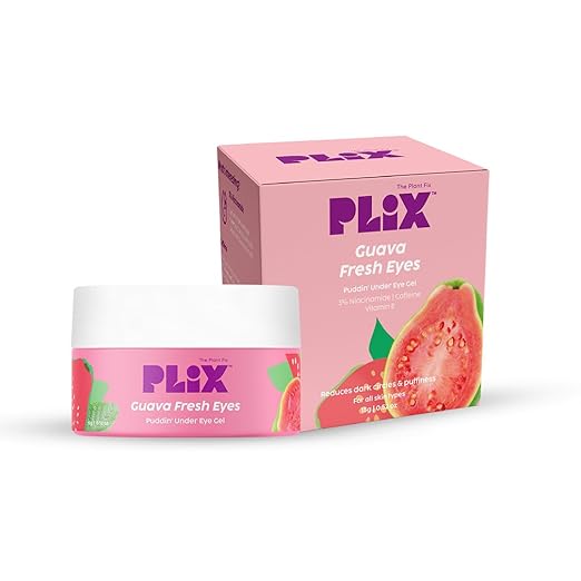 PLIX – The Plant Fix Guava Fresh Under-Eye Gel | Reduces Dark Circles, Puffiness & Fine Lines | With 3% Niacinamide, Vitamin E & Caffeine | 100% Vegan | 15g PLIX