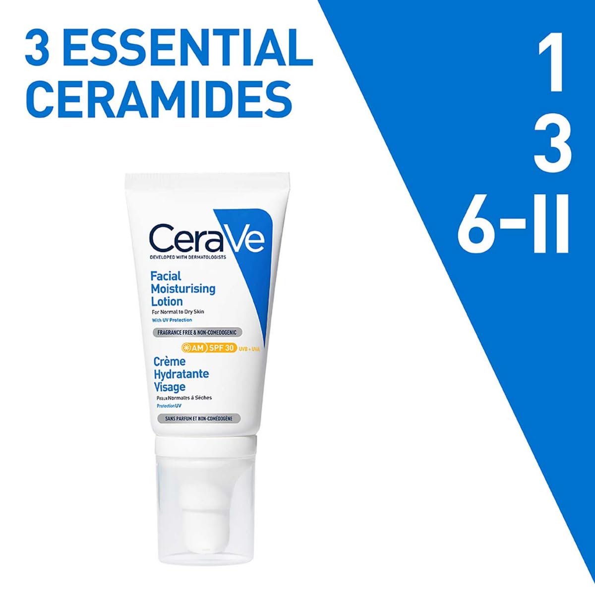 CeraVe AM Facial Moisturizing Lotion With Sunscreen SPF 30 UVB + UVA, Dermatologist Recommended Day Cream (50gm) CeraVe