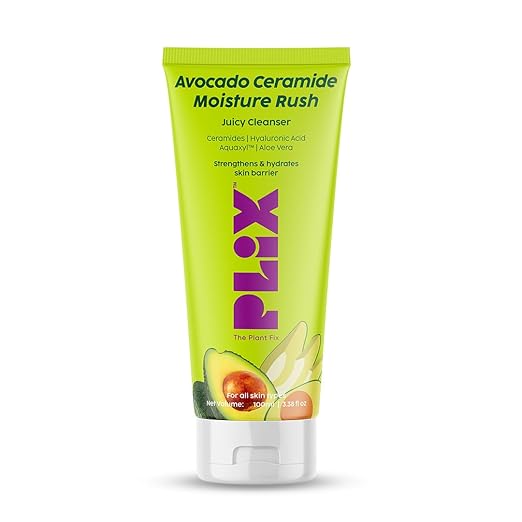 PLIX – The Plant Fix Avocado Ceramide Moisture Rush Juicy Cleanser | Hydrating & Nourishing Face Wash with Ceramides | Gentle Cleanser for Sensitive Skin | Unisex | 100ml PLIX