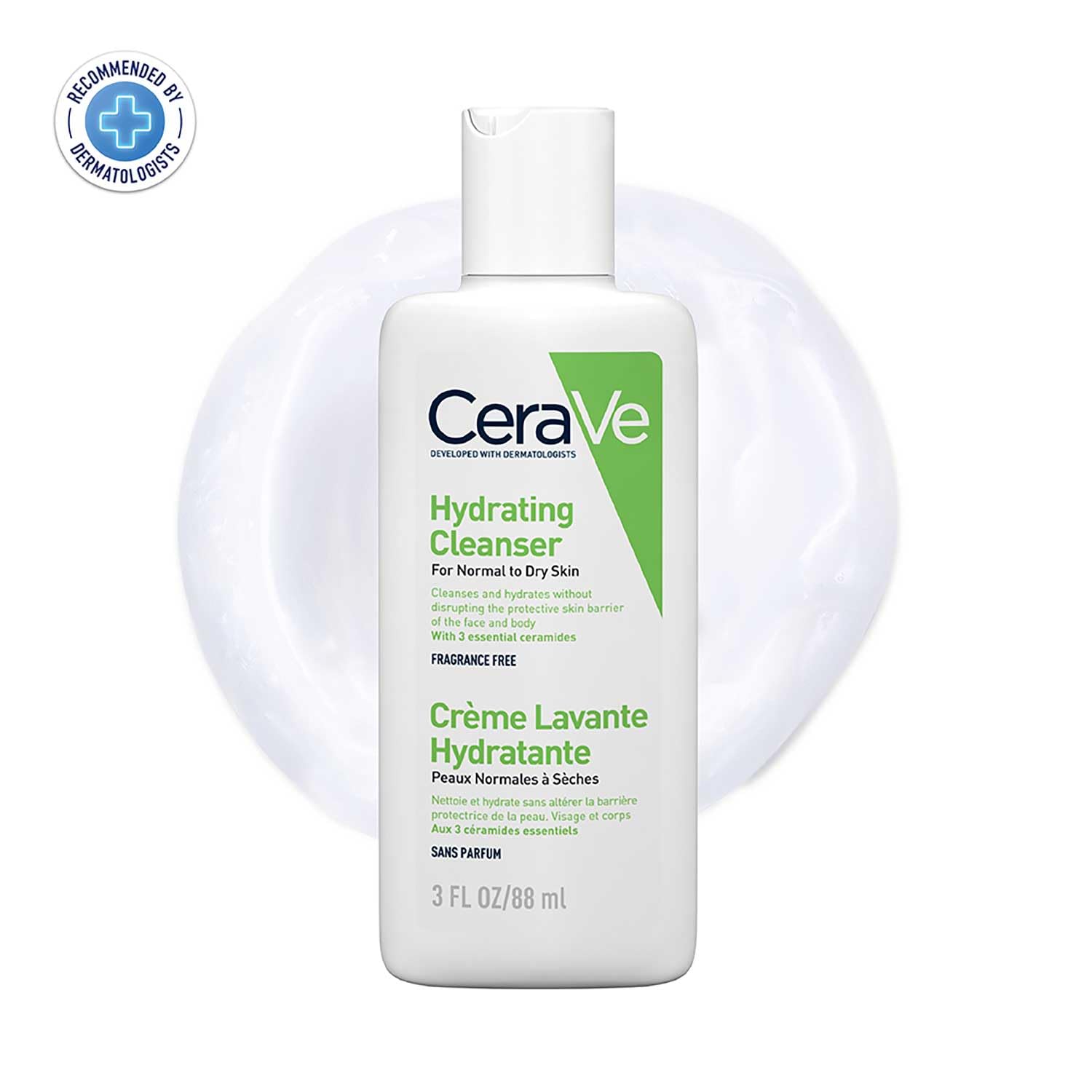 CeraVe Hydrating Cleanser Non-Foaming Face Wash for Dry Skin with Ceramides & Hyaluronic Acid – 88ml CeraVe
