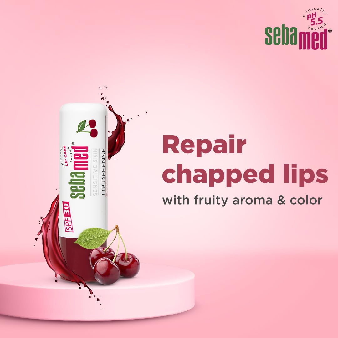 Sebamed Lip Defense Cherry 4.8g | SPF 30 Lip Balm for Dry Lips