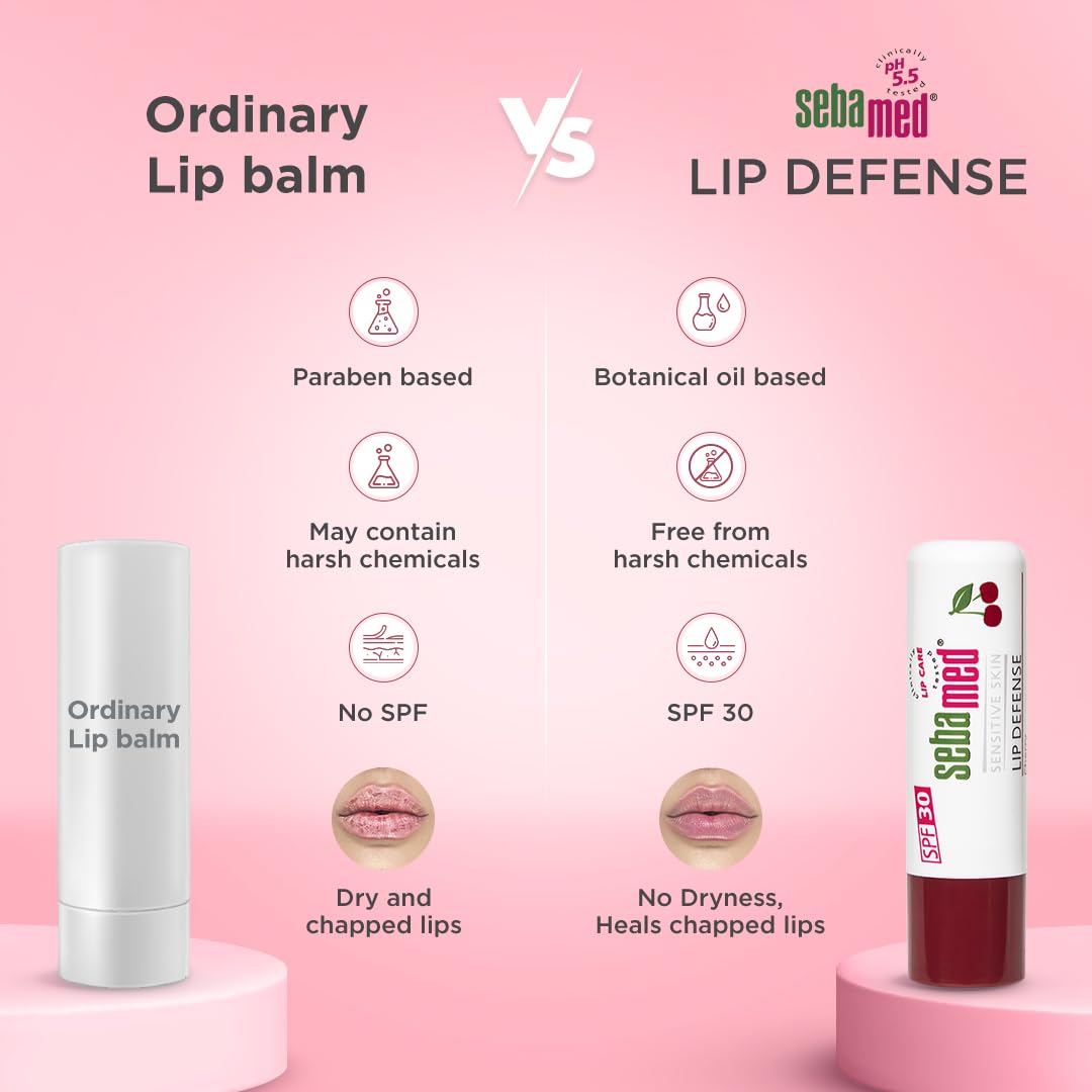 Sebamed Lip Defense Cherry 4.8g | SPF 30 Lip Balm for Dry Lips