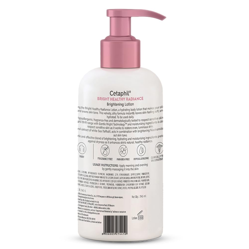 Cetaphil Bright Healthy Radiance Brightness Lotion 245ml, Dermatologist Tested, Niacinamide & Sea Daffodil, Dark Spot Reduction, Even Skin Tone cetaphil