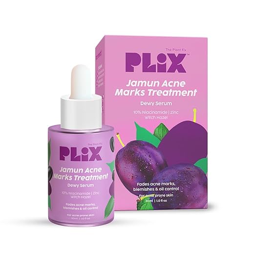 PLIX – The Plant Fix 10% Niacinamide Jamun Face Serum | 1% Zinc & Witch Hazel | Controls Oil, Reduces Acne Marks & Blemishes | For Acne-Prone Skin | 30ml PLIX
