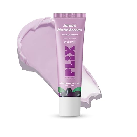 PLIX – The Plant Fix 0.1% Salicylic Acid Jamun Mattifying Lightweight Sunscreen SPF 50+ PA+++ | UVA & UVB Protection | Controls Acne & Hydrates Skin | Unisex | 50g PLIX