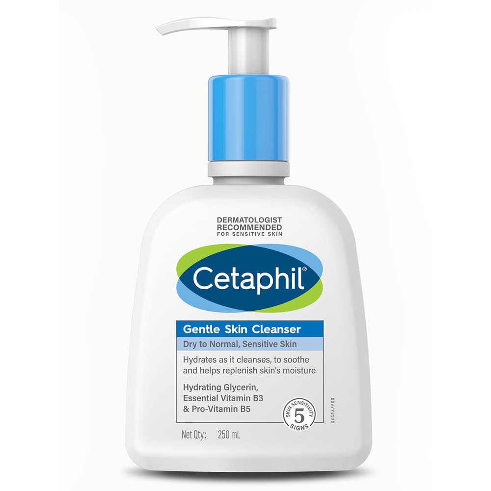 Cetaphil Paraben, Sulphate-Free Gentle Skin Hydrating Face Wash Cleanser with Niacinamide, Vitamin B5 for Dry to Normal, Sensitive Skin - 250 ml Clensta