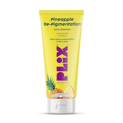 PLIX – The Plant Fix 5% Pineapple Juicy Mini Facewash | Depigmentation & Skin Brightening Cleanser | Even Tone | Sulphate, Paraben & Silicone Free | 50ml PLIX