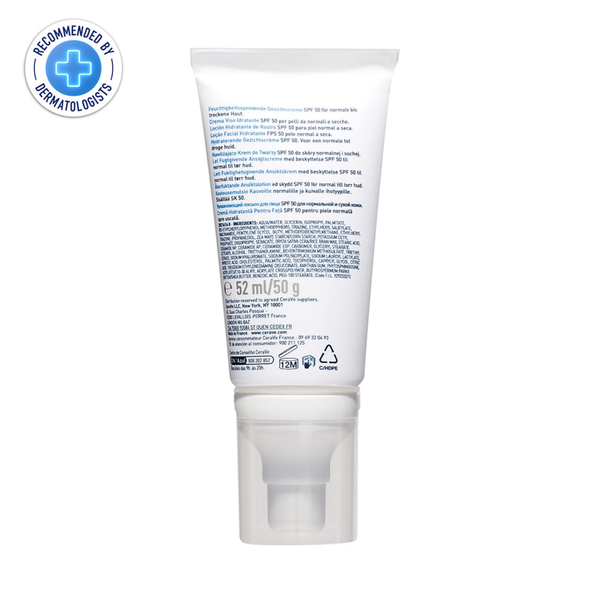 Cerave AM Facial Moisturizing Lotion With Sunscreen SPF 50 UVB + UVA, Dermatologist Recommended Day Cream (52ml) CeraVe