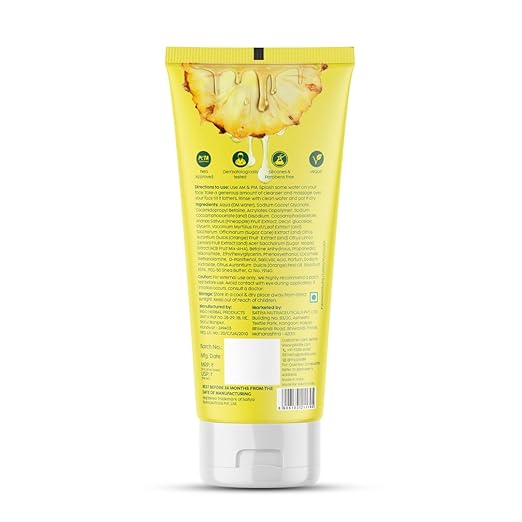 PLIX – The Plant Fix 5% Pineapple Juicy Mini Facewash | Depigmentation & Skin Brightening Cleanser | Even Tone | Sulphate, Paraben & Silicone Free | 50ml PLIX