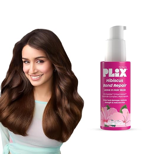 PLIX – The Plant Fix Hibiscus Bond Repair Leave-In Hair Mask | With SH Oligopeptide-78 & FiberHance™ | Repairs Damage, Reduces Frizz & Strengthens Hair | Vegan & Sulfate-Free | 50g PLIX