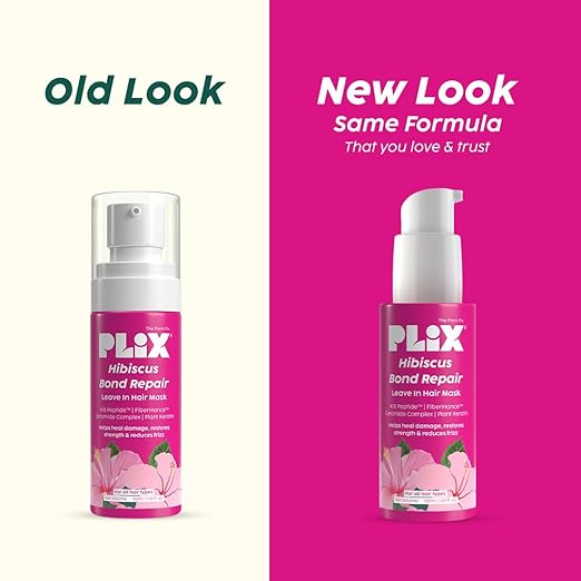 PLIX – The Plant Fix Hibiscus Bond Repair Leave-In Hair Mask | With SH Oligopeptide-78 & FiberHance™ | Repairs Damage, Reduces Frizz & Strengthens Hair | Vegan & Sulfate-Free | 50g PLIX