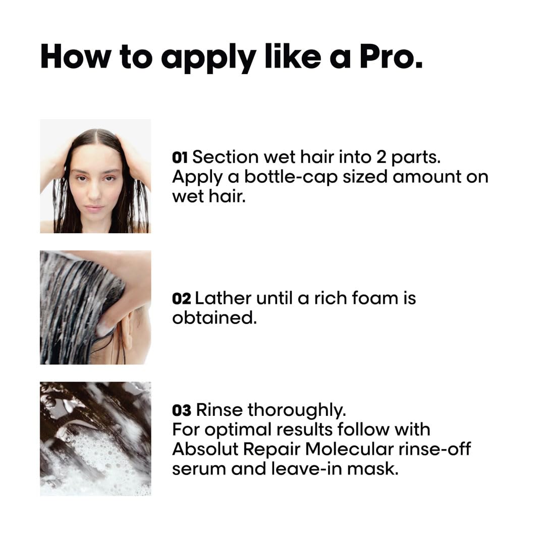 Instructions on how to apply a hair product with images and text.