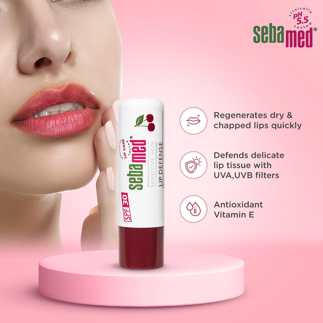 Sebamed Lip Defense Cherry 4.8g | SPF 30 Lip Balm for Dry Lips