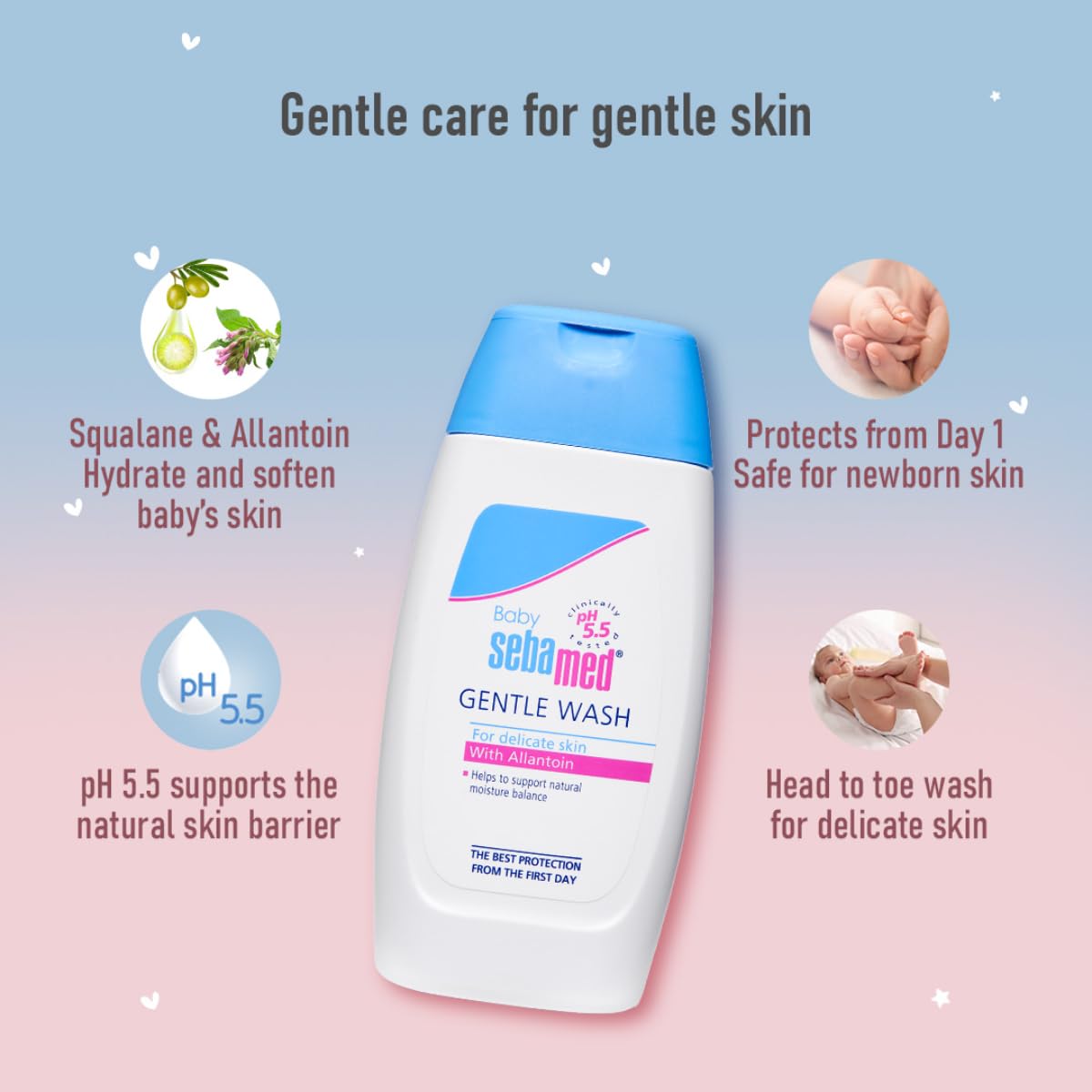 Sebamed Baby Gentle Wash 200 ml | pH 5.5 Soap-Free Baby Body Wash Sebamed