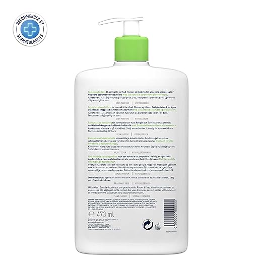 CeraVe Hydrating Cleanser For Normal To Dry Skin (473ml) - Non-Foaming Face Wash with Hyaluronic Acid And Ceramides | Non-Comedogenic, Non-Irritating And Fragrance-Free Cleanser CeraVe