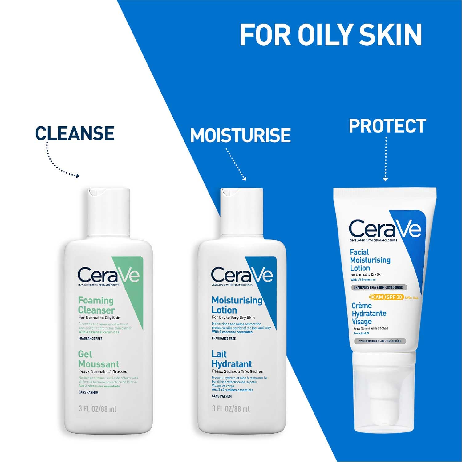 CeraVe Foaming Cleanser Face Wash For Oily Skin with Ceramides, Dermatologist Recommended – 88ml CeraVe