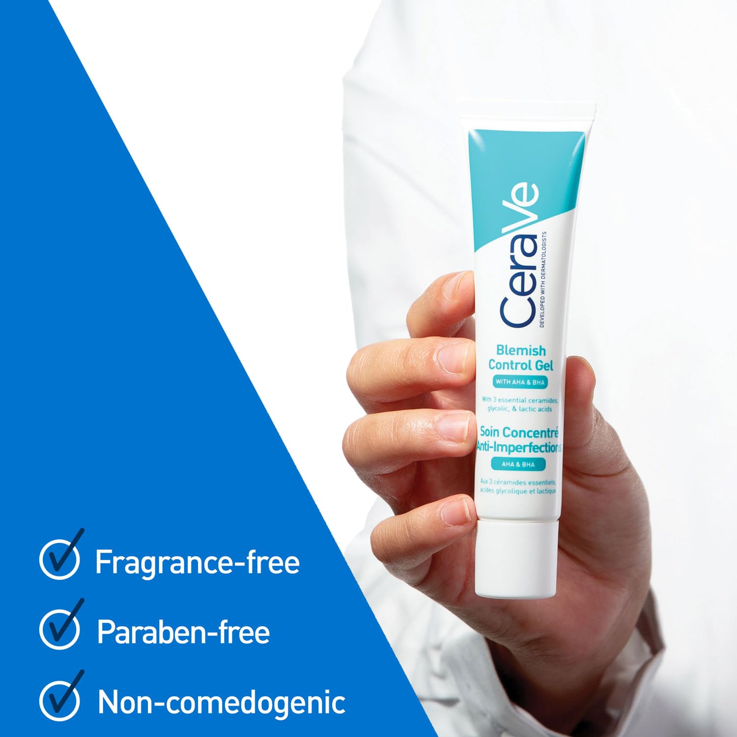 CeraVe Blemish Control Gel with 2% Salicylic Acid, AHA & Niacinamide for Acne Spot Treatment (40ml) CeraVe