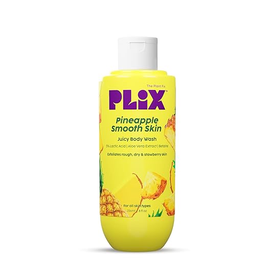 PLIX – Pineapple 5% Lactic Acid Exfoliating Body Wash | Smoothes Dry, Rough & Strawberry Skin | Paraben-Free Shower Gel | For All Skin Types | 236ml PLIX