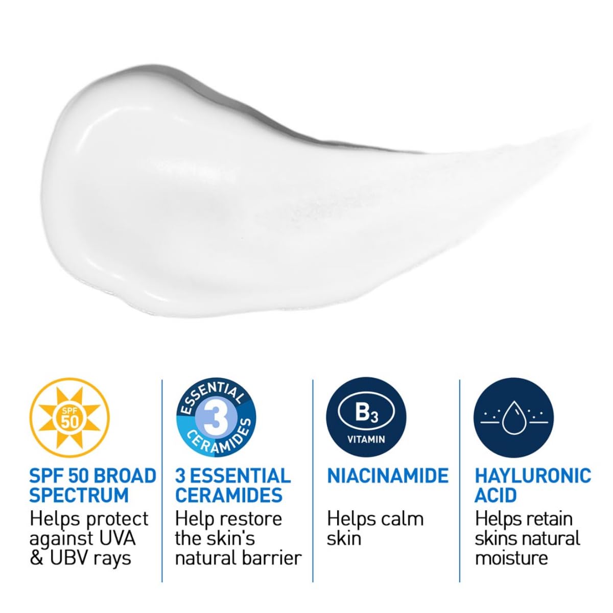 Cerave AM Facial Moisturizing Lotion With Sunscreen SPF 50 UVB + UVA, Dermatologist Recommended Day Cream (52ml) CeraVe