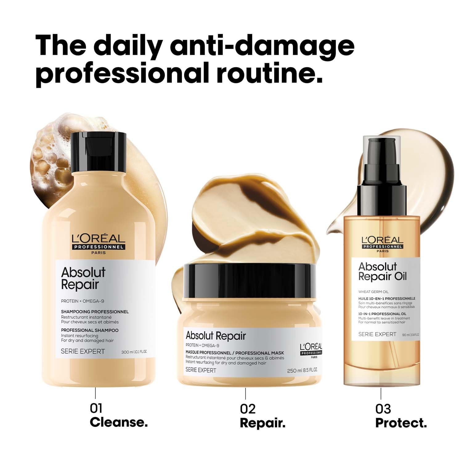 L'Oréal Professionnel Absolut Repair Mask 250 ml | With Protein & Omega-9 | Repairs & Strengthens Dry, Damaged Hair | Professional Mask for Men & Women Loreal Professional