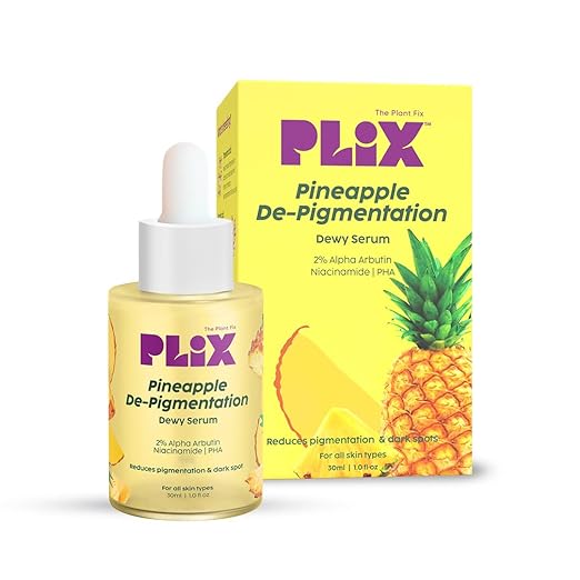 PLIX – The Plant Fix 2% Alpha Arbutin Pineapple Dewy Face Serum | 10% Niacinamide + 5% PHA | De-Pigmentation & Dark Spot Removal | Brightening Serum | 30ml PLIX