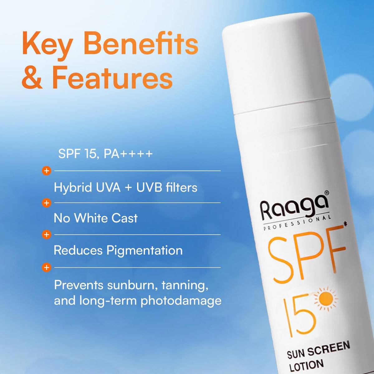 Raaga SPF 15 Sunscreen Lotion 55ml | Daily UV Protection Raaga Professional