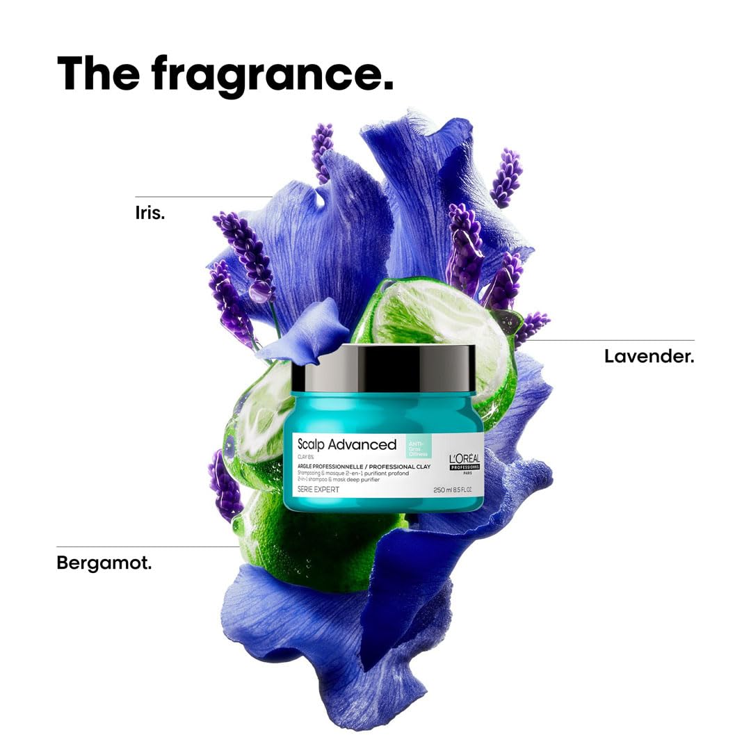 L’Oréal Professionnel Scalp Advanced Anti-Oiliness 2-in-1 Deep Purifier Clay 250 g | With 3% AHA + 6% Clay | Purifies Very Oily Scalps | For Men & Women Loreal Professional