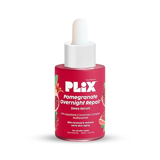 PLIX – The Plant Fix Pomegranate Overnight Repair Dewy Serum | Anti-Aging, Collagen Boosting, Reduces Fine Lines & Wrinkles | Hydrating Night Serum | 30ml PLIX