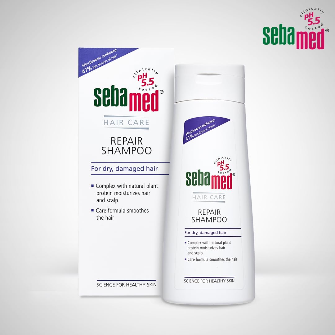 Sebamed Hair Repair Shampoo 200 ml | pH 5.5 | Reduces Hair Dryness by 47% | Plant Protein for Dry & Damaged Hair | Dermatologically Tested | SLS & Paraben Free Sebamed