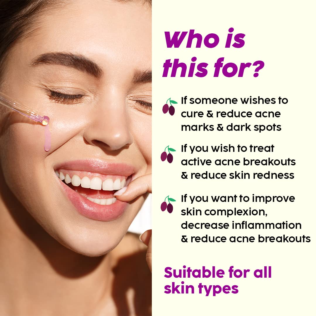 PLIX – 2% Salicylic Acid Jamun Acne Control Dewy Serum | Reduces Active Acne, Dark Spots & Breakouts | With Caffeine | 30ml PLIX