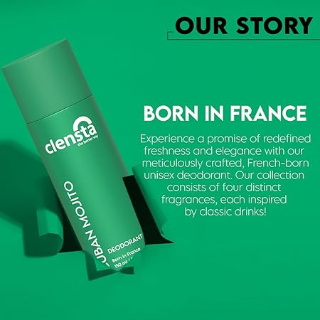 Clensta Body Spray Cuban Mojito Deodorant With Butane & Red Aloe Vera Extract For Long Lasting Perfume & All-Day Freshness For Men & Women 150 ml