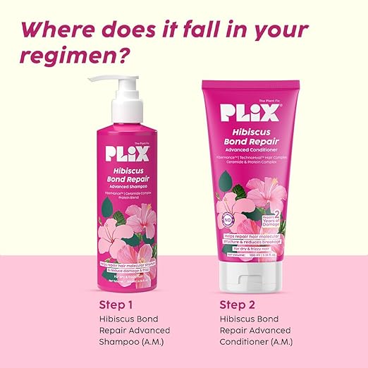 PLIX – The Plant Fix Hibiscus Bond Repair Advanced Conditioner | Strengthens & Repairs Hair with FiberHance™ & TechnoHYAL Hair Complex | Deep Nourishment & Hydration | 175ml PLIX