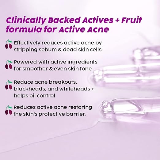 PLIX – 2% Salicylic Acid Jamun Acne Control Dewy Serum | Reduces Active Acne, Dark Spots & Breakouts | With Caffeine | 30ml PLIX