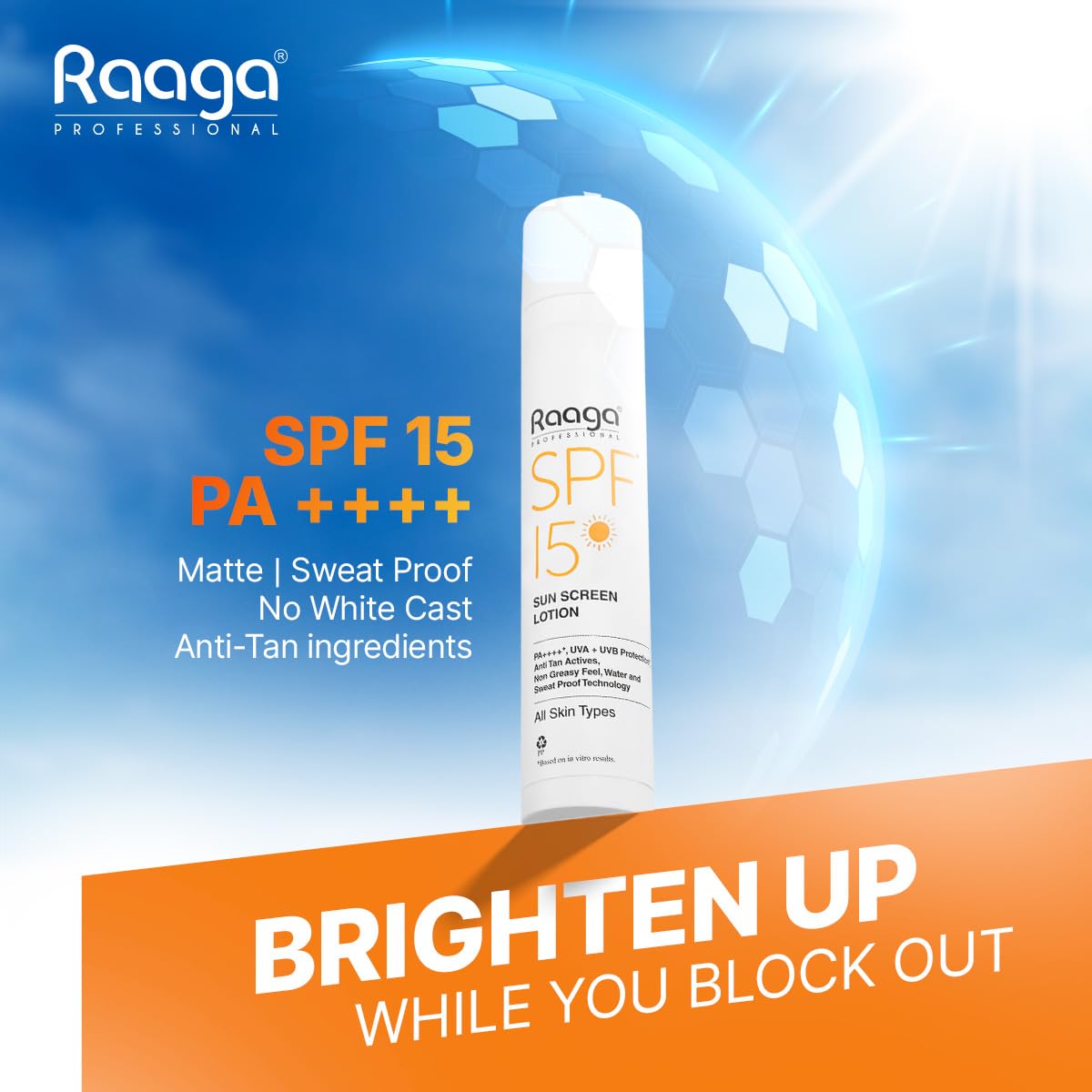 Raaga SPF 15 Sunscreen Lotion 55ml | Daily UV Protection Raaga Professional