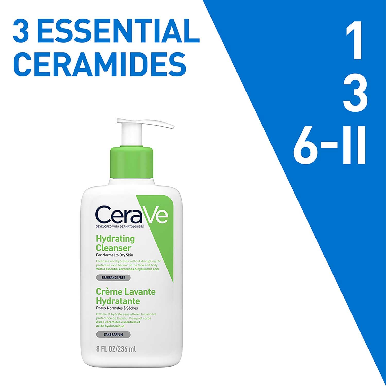 CeraVe Hydrating Cleanser Non-Foaming Face Wash for Dry Skin with Ceramides & Hyaluronic Acid – 236ml CeraVe