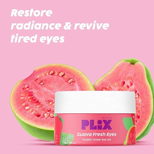 PLIX – The Plant Fix Guava Fresh Under-Eye Gel | Reduces Dark Circles, Puffiness & Fine Lines | With 3% Niacinamide, Vitamin E & Caffeine | 100% Vegan | 15g PLIX