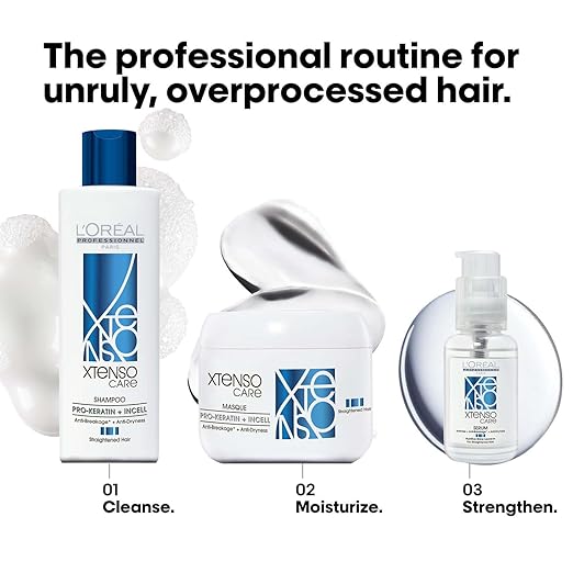 L'Oreal Professionnel hair care products with step-by-step instructions on a white background