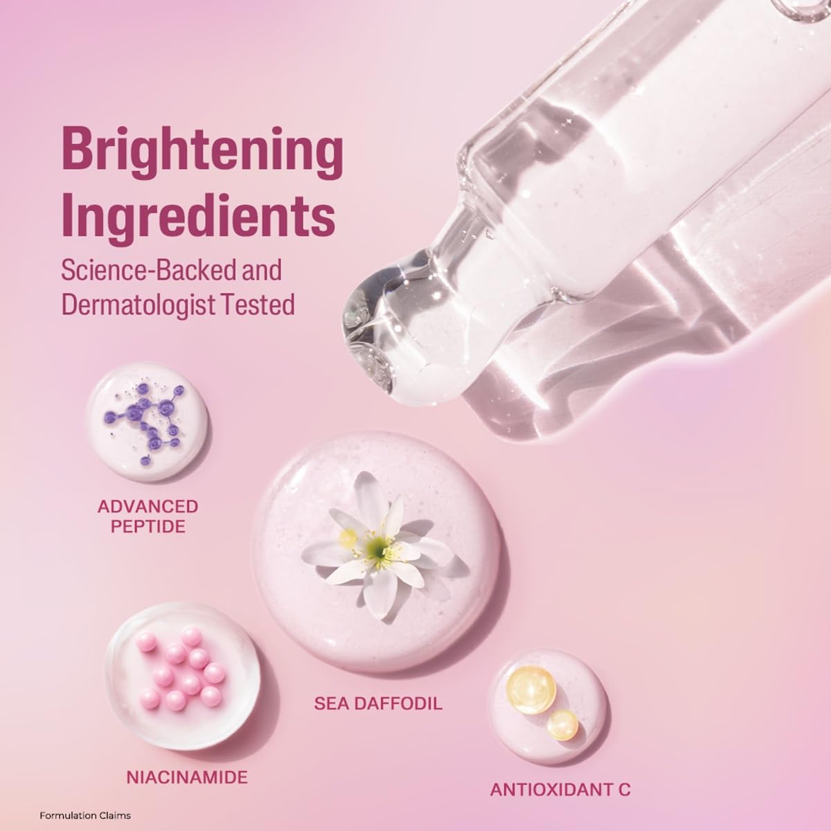 Cosmetic product with brightening ingredients on a pink background