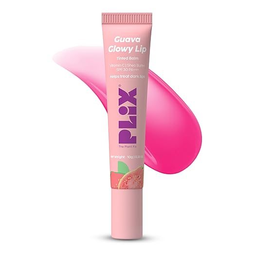 PLIX โ The Plant Fix Guava Glowy Lip Tinted Balm | With Shea Butter & Vitamin E for Soft, Hydrated Lips | SPF 30 PA+++ Sun Protection | 10g PLIX
