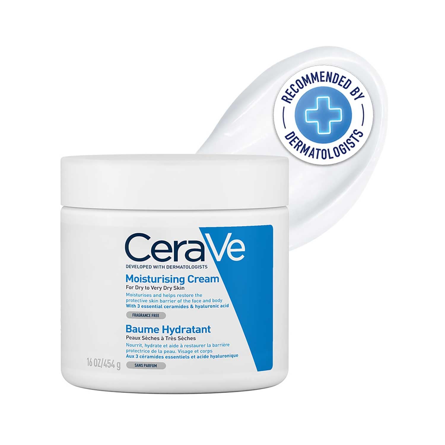 CeraVe Moisturizing Cream for Dry Skin – Barrier Repair with Ceramides, Dermatologist Recommended (454g) CeraVe